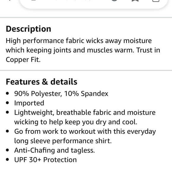 Copper Fit long sleeve performance tee NEW - Picture 6 of 6